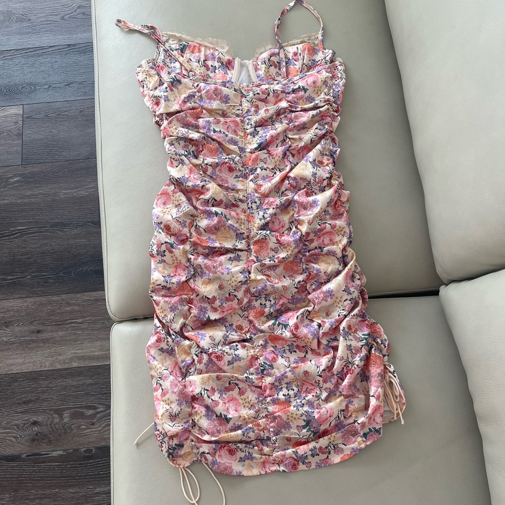 For Love And Lemons Pink Floral Mini Dress